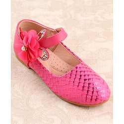 Cute Walk by Babyhug Ballerina Velcro Closure With Floral Applique- Red