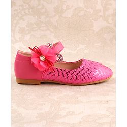 Cute Walk by Babyhug Ballerina Velcro Closure With Floral Applique- Red