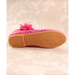 Cute Walk by Babyhug Ballerina Velcro Closure With Floral Applique- Red