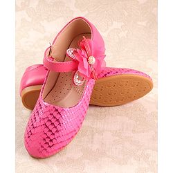 Cute Walk by Babyhug Ballerina Velcro Closure With Floral Applique- Red