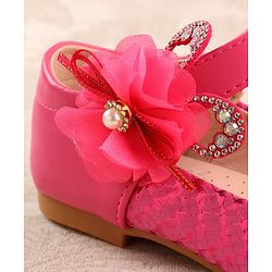 Cute Walk by Babyhug Ballerina Velcro Closure With Floral Applique- Red