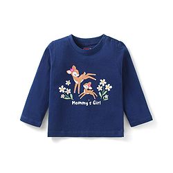 Babyhug Cotton Knit  Full Sleeves Deer & Floral Print Night Suit - Navy Blue