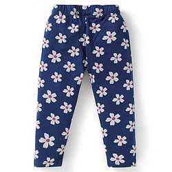 Babyhug Cotton Knit  Full Sleeves Deer & Floral Print Night Suit - Navy Blue