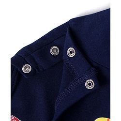 Babyhug Cotton Knit Full Sleeves Night Suit With Dinosaur Print - Navy