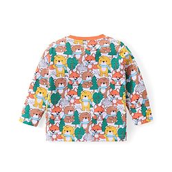 Babyhug Cotton Knit Full Sleeves Night Suit With Teddy Bear Print - Multicolor