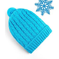 Babyhug Woollen Cap with Cable Knit Design - Blue