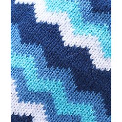 Babyhug Knitted Chevron Design Woollen Cap - Blue
