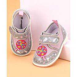 Cute Walk by Babyhug Velcro Closure & Candy Applique Casual Shoes - Grey