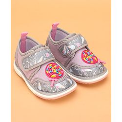 Cute Walk by Babyhug Velcro Closure & Candy Applique Casual Shoes - Grey