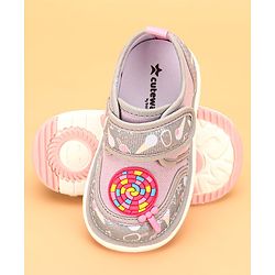 Cute Walk by Babyhug Velcro Closure & Candy Applique Casual Shoes - Grey