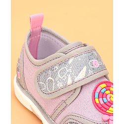 Cute Walk by Babyhug Velcro Closure & Candy Applique Casual Shoes - Grey