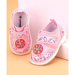 Cute Walk by Babyhug Velcro Closure & Candy Applique Casual Shoes - Pink