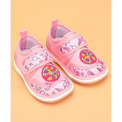 Cute Walk by Babyhug Velcro Closure & Candy Applique Casual Shoes - Pink