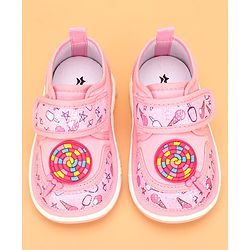 Cute Walk by Babyhug Velcro Closure & Candy Applique Casual Shoes - Pink