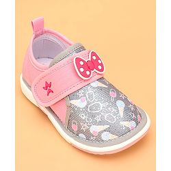 Cute Walk by Babyhug Velcro Closure & Bow Applique Casual Shoes - Pink