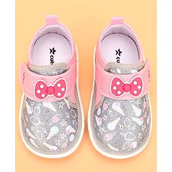 Cute Walk by Babyhug Velcro Closure & Bow Applique Casual Shoes - Pink