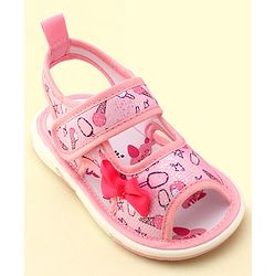 Cute Walk by Babyhug Slip On Musical Sandals with Velcro Closure & Stars Print - Pink