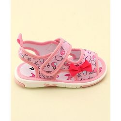 Cute Walk by Babyhug Slip On Musical Sandals with Velcro Closure & Stars Print - Pink