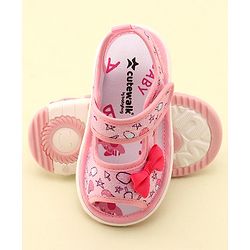 Cute Walk by Babyhug Slip On Musical Sandals with Velcro Closure & Stars Print - Pink