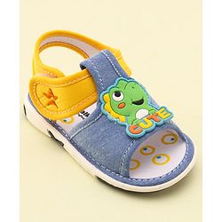 Cute Walk by Babyhug Slip On Musical Musical Sandals with Dino Applique & Velcro Closure - Denim
