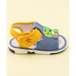 Cute Walk by Babyhug Slip On Musical Musical Sandals with Dino Applique & Velcro Closure - Denim