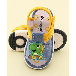 Cute Walk by Babyhug Slip On Musical Musical Sandals with Dino Applique & Velcro Closure - Denim