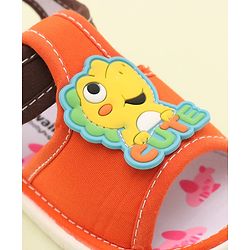 Cute Walk by Babyhug Slip On Musical Sandals with Dino Applique & Velcro Closure - Orange