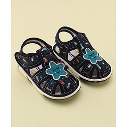 Cute Walk by Babyhug Musical Sandals with Velcro Closure & Star Applique - Navy