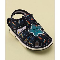 Cute Walk by Babyhug Musical Sandals with Velcro Closure & Star Applique - Navy