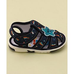 Cute Walk by Babyhug Musical Sandals with Velcro Closure & Star Applique - Navy