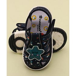 Cute Walk by Babyhug Musical Sandals with Velcro Closure & Star Applique - Navy