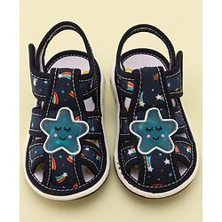 Cute Walk by Babyhug Musical Sandals with Velcro Closure & Star Applique - Navy