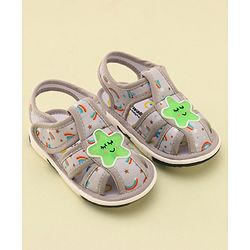 Cute Walk by Babyhug Musical Sandals with Velcro Closure & Star Applique - Grey