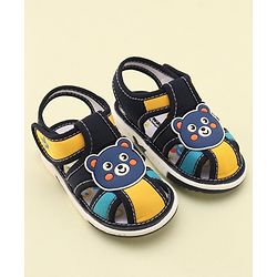 Cute Walk by Babyhug Velcro Closure Musical Sandals With Teddy Patch-Blue