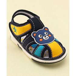 Cute Walk by Babyhug Velcro Closure Musical Sandals With Teddy Patch-Blue