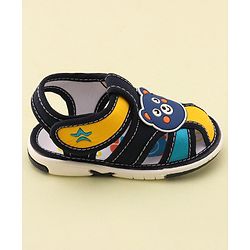 Cute Walk by Babyhug Velcro Closure Musical Sandals With Teddy Patch-Blue