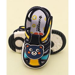 Cute Walk by Babyhug Velcro Closure Musical Sandals With Teddy Patch-Blue
