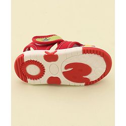 Cute Walk by Babyhug Slip On Musical Sandals with Velcro Closure & Teddy Patch - Red
