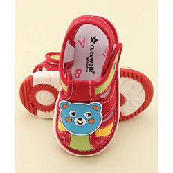 Cute Walk by Babyhug Slip On Musical Sandals with Velcro Closure & Teddy Patch - Red