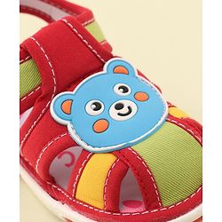 Cute Walk by Babyhug Slip On Musical Sandals with Velcro Closure & Teddy Patch - Red