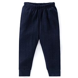 Babyhug Full Length Solid Color Thermal Pant- Navy Blue