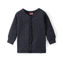 Babyhug Full Sleeves Front Open Solid Thermal Vest - Dark Grey