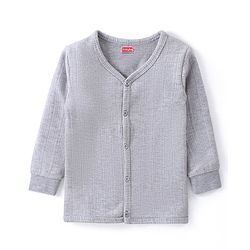 Babyhug Full Sleeves Solid Colour Front Open Thermal Vest - Light Grey