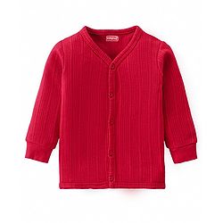 Babyhug Full Sleeves Solid Colour Front Open Thermal Vest - Red
