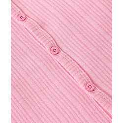 Babyhug Full Sleeves Solid Color Front Open Thermal Vest - Pink
