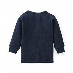Babyhug Front Open Full Sleeves Solid Color Thermal Vest - Navy Blue