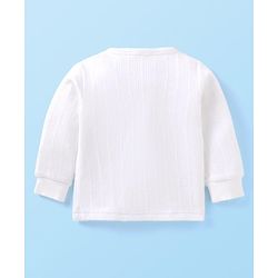 Babyhug Full Sleeves Solid Colour Front Open Thermal Vest - Off White