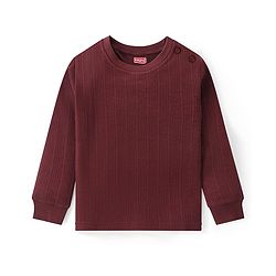 Babyhug Full Sleeves Solid Colour Pullover Thermal Vest - Coffee