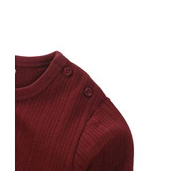 Babyhug Full Sleeves Solid Colour Pullover Thermal Vest - Coffee