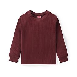 Babyhug Full Sleeves Solid Colour Pullover Thermal Vest - Coffee